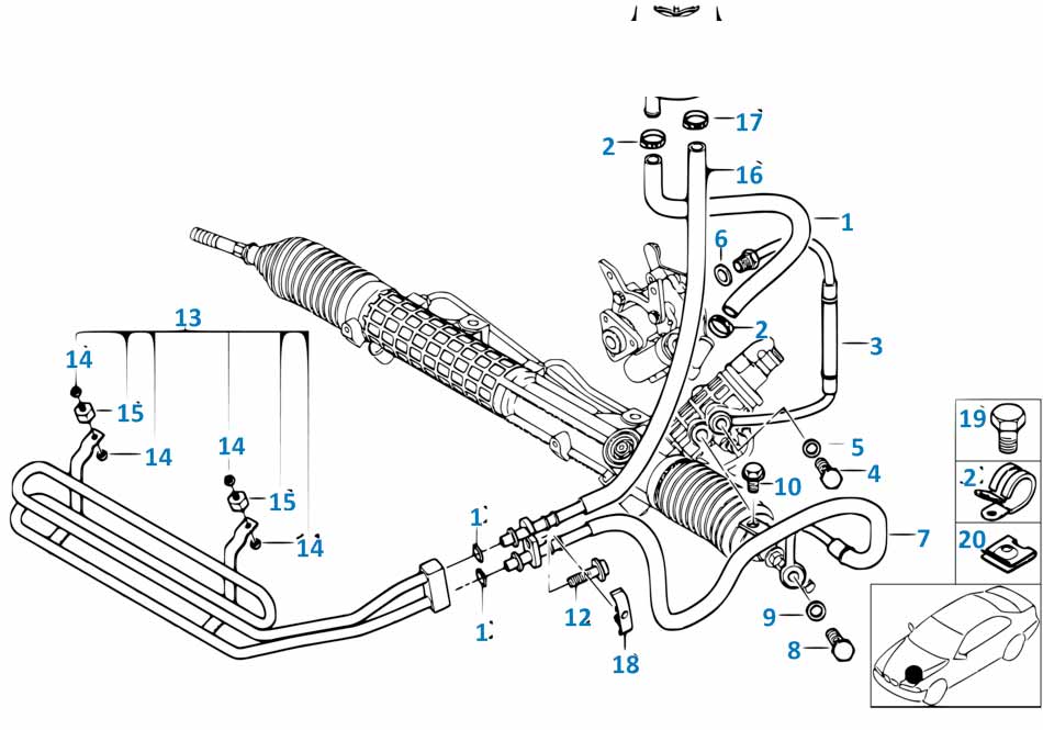 Схема рулевой рейки bmw e39