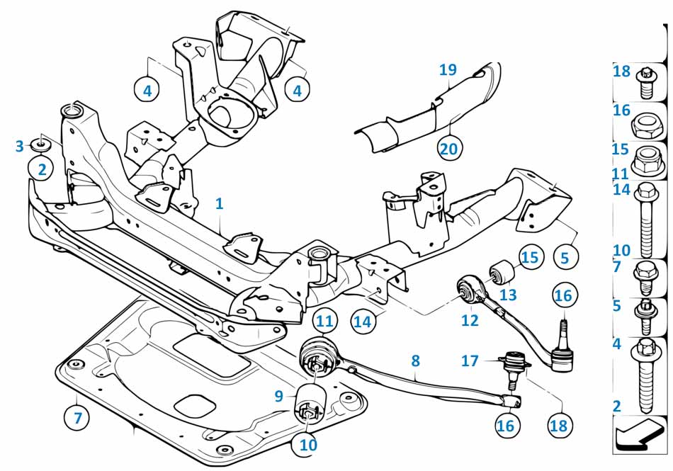 Схема передней подвески bmw e34